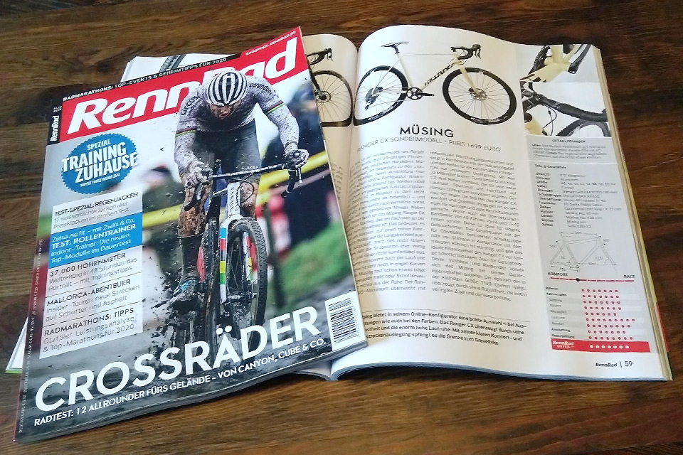 Müsing Ranger CX "25 Years Müsing Special Edition": Test report in the RennRad magazine, issue 11/2019